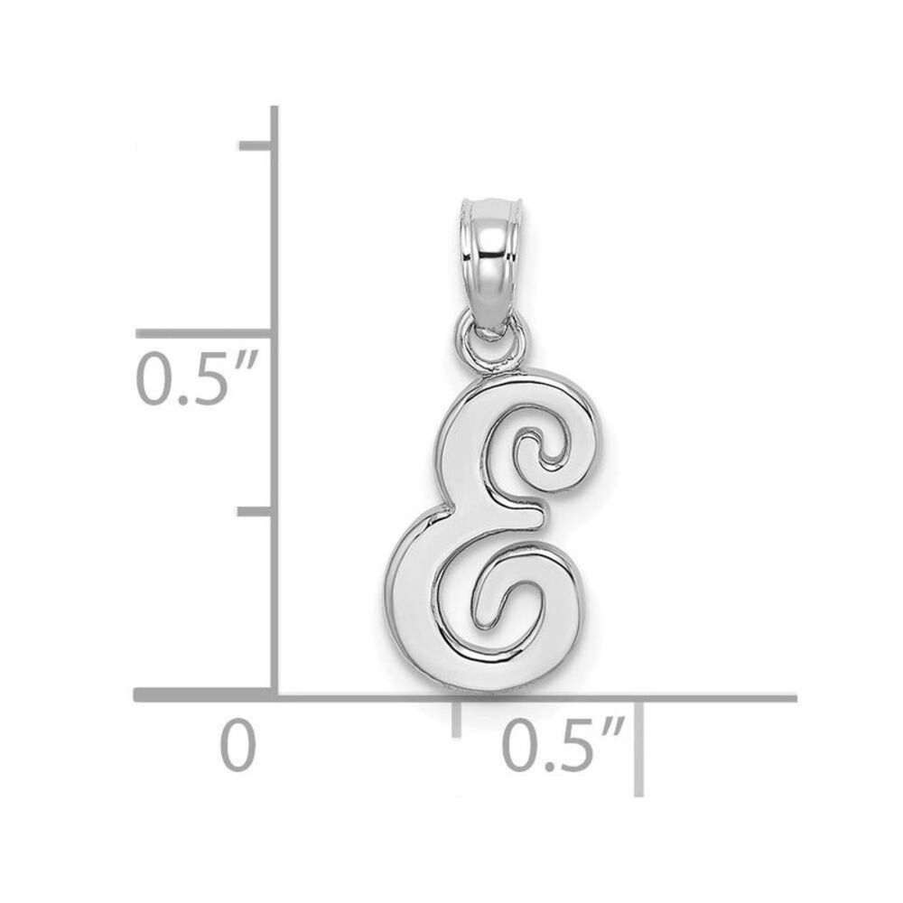 10k White Gold Polished E Script Initial Charm - image 8